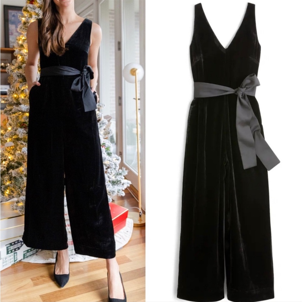 JCrew NWT Black Velvet Jumpsuit size 10